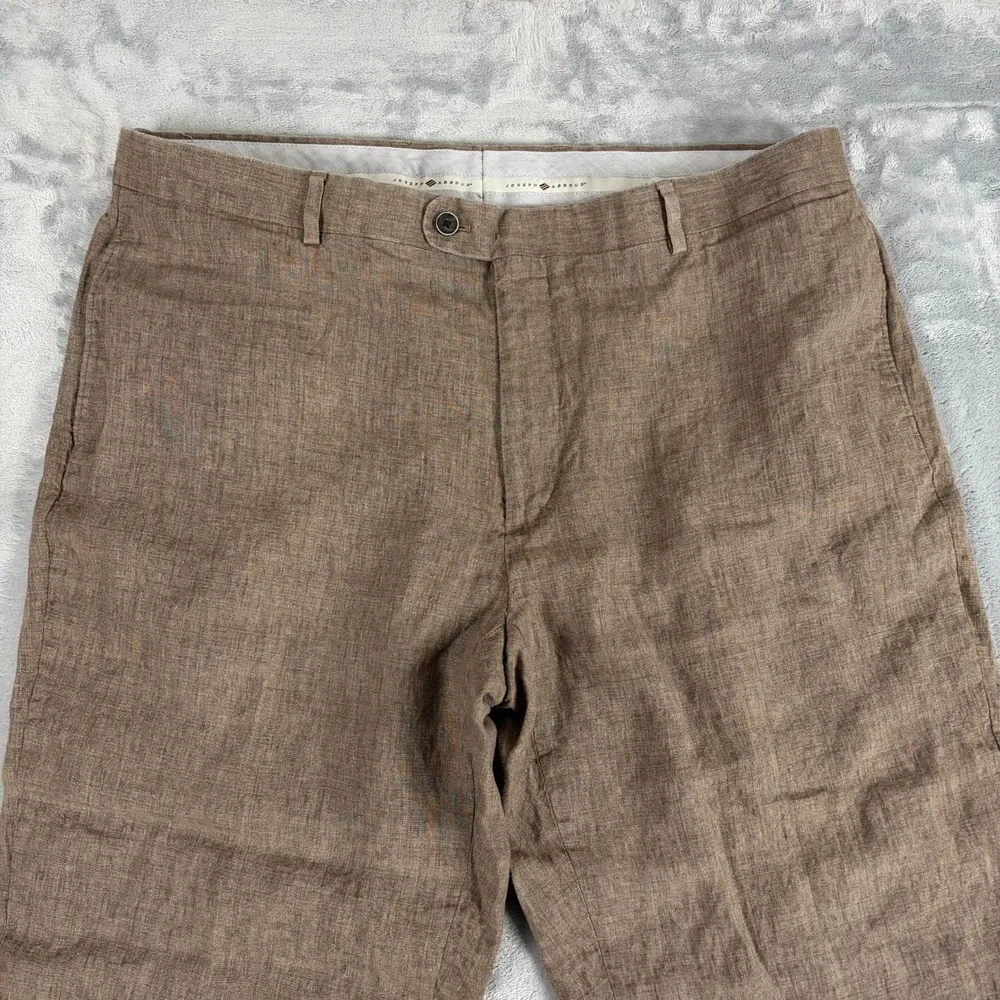 Joseph Abboud Pants Men 40x25 Brown Linen Capritex Leomaster Italian Trousers